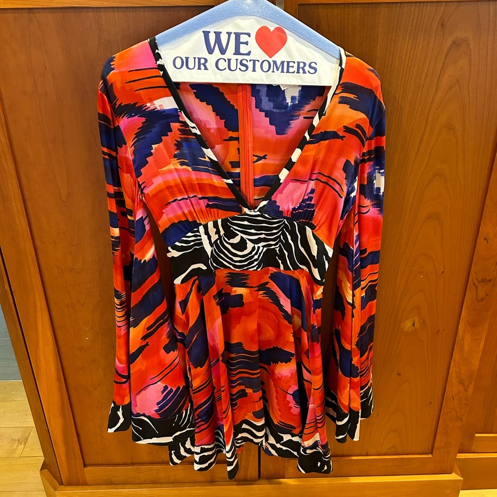 Marciano Vibrant Red, Pink & Blue Abstract Mini Dress